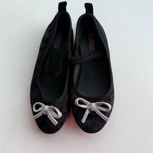 FabKids Elegant Black Flats with Silver Accent